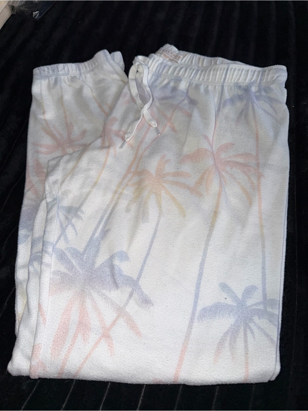 P.J. Salvage White Pajama Pants with Pastel Palm Print